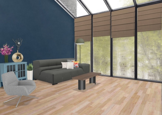 modern blues living room  Design Rendering