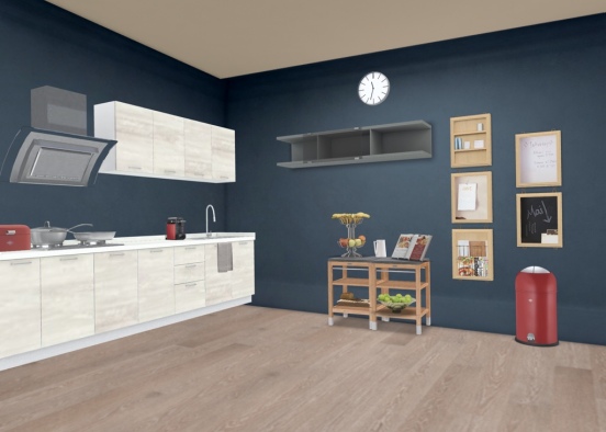 modern blues kitchen Design Rendering