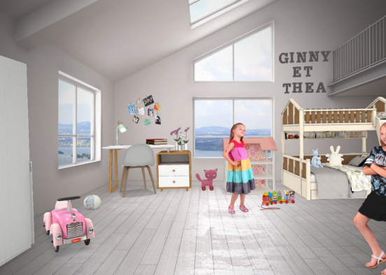Chambre Théa & Ginny  Design Rendering