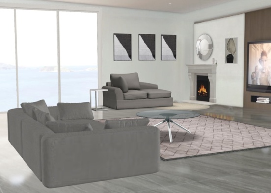 open concept living room Design Rendering