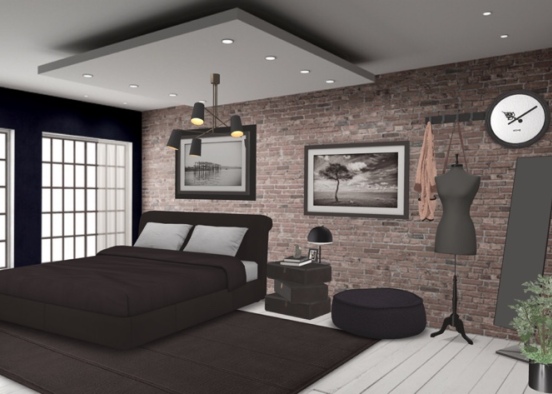dark bedroom Design Rendering