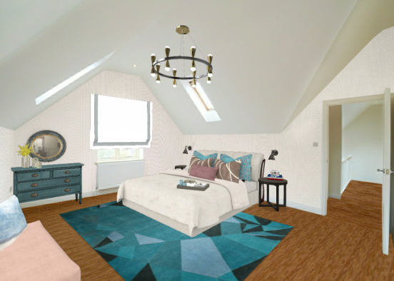 Bedroom pink&blue Design Rendering