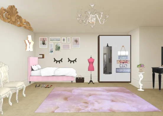 Habitación rosa , muy decora y lujosa Design Rendering