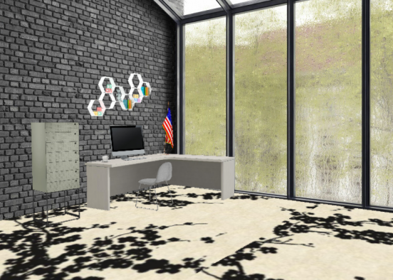Office with some beautiful rugs and a modern computer  Design Rendering