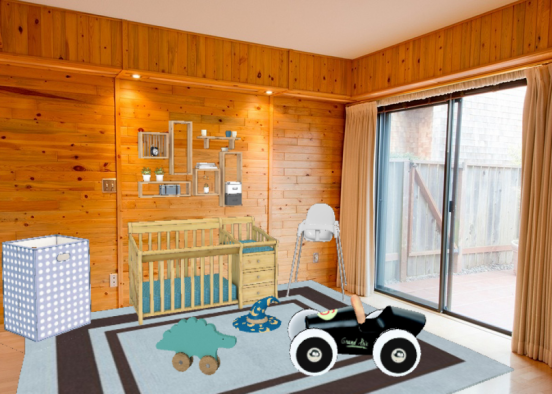 Boy baby besroom with toys and a little shelf for books or little figurines and a little gab for the clothes  Design Rendering