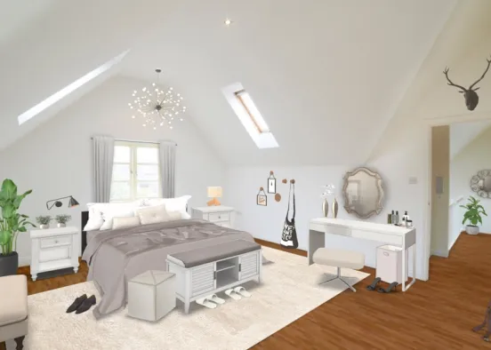 clean white bedroom  Design Rendering