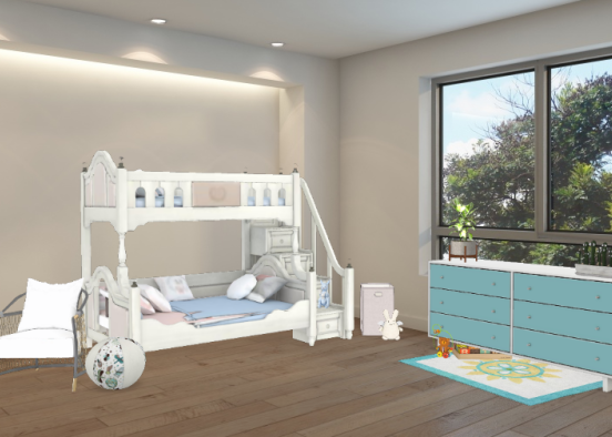 Cute, Pastel toddlers bedroom. Design Rendering