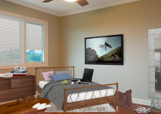 Messy teens bedroom Design Rendering
