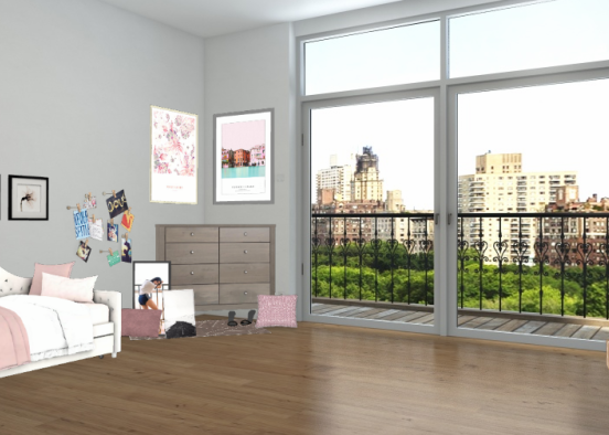 Pink princess loft (bedroom) Design Rendering