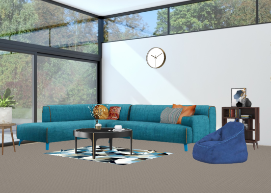 Blue ocean style living room Design Rendering