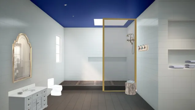 Blue gold bathroom culture