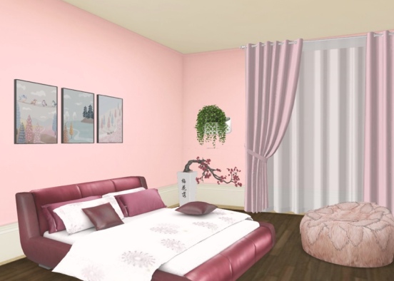 blushing pink bedroom Design Rendering