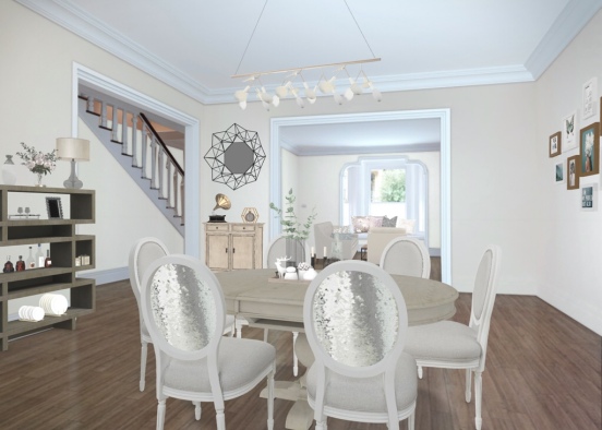 contemporary slash traditional dining living  Design Rendering