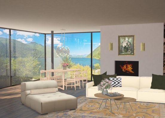 mountain living room Design Rendering