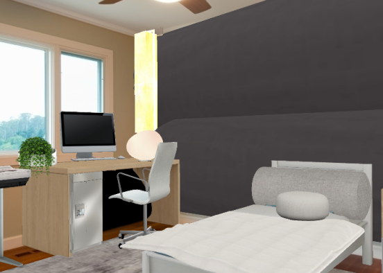 Minimalist dorm room Design Rendering