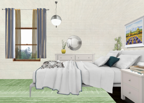 Спальня с лавандой вид сбоку Design Rendering