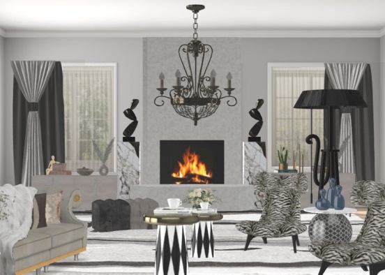 Elegance Living Room Design Rendering