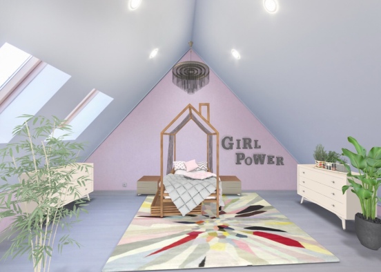 Girl Power Bedroom Design Rendering