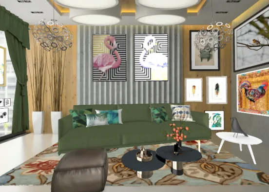 "Bird themed Living Room" Design Rendering