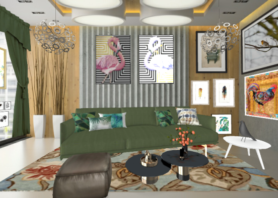 "Bird themed Living Room" Design Rendering