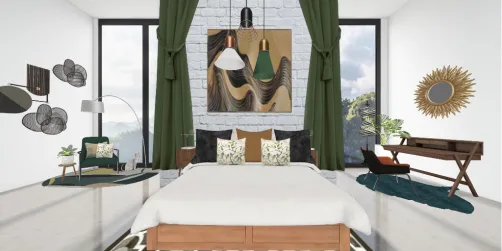 Dormitorio moderno y abstracto