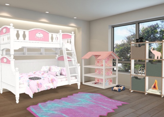 twin girls bedroom Design Rendering