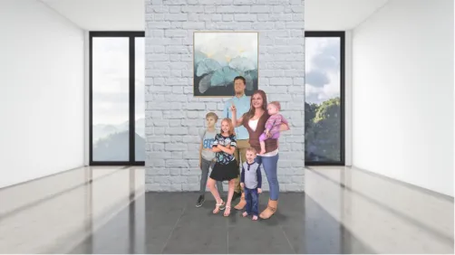 Family pictures with Dad, Mom, Bailey, Bennett, Blake, and Brooklyn.