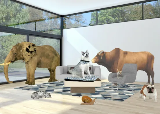 Animals in living room Design Rendering
