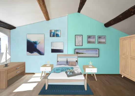 seaside main bedroom 🐟🐠🐳⚓️💙 Design Rendering