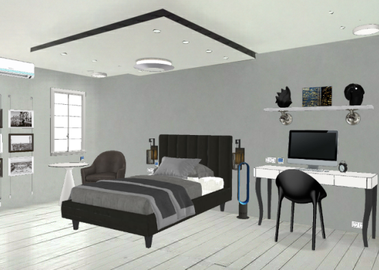 Black,white,gray room Design Rendering