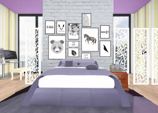 Lavender wabi sabi bedroom Design Rendering
