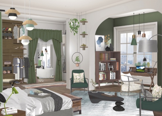 Efficient bedroom suite Design Rendering