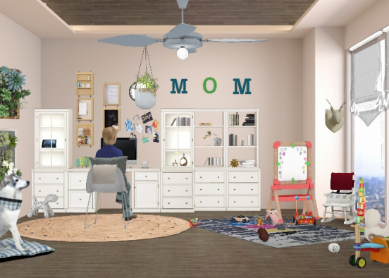Mom working from home Design Rendering