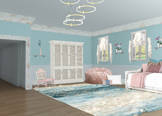 Pretty and petite. Little misses bedroom... where she holds her tea parties and and dreams of fairies and becoming a famous ballerina Design Rendering