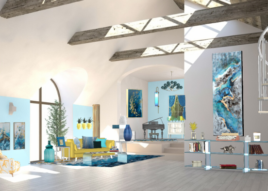 shades of blue Art Museum/front sitting room Design Rendering