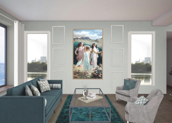 Modern Living room- accent painting Design Rendering
