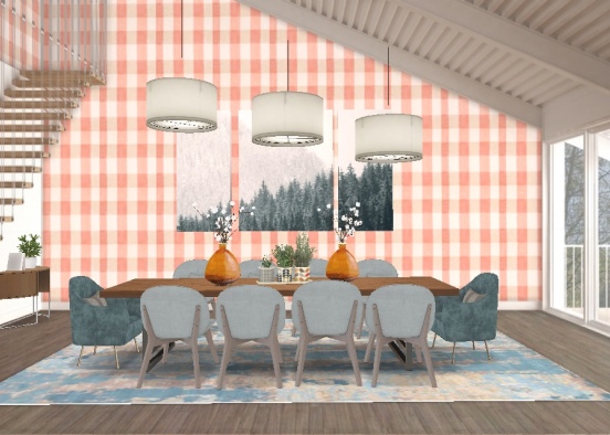 bright dining room Design Rendering