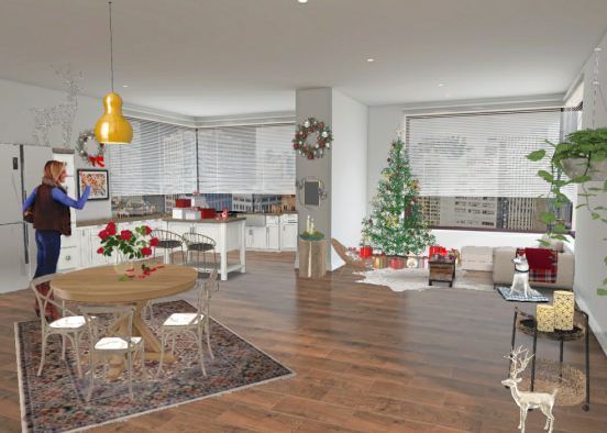 Apartment living and dinning room christmas ❤⚘🌲 Design Rendering