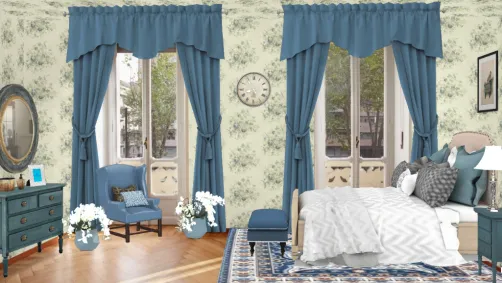 Dormitorio azul...