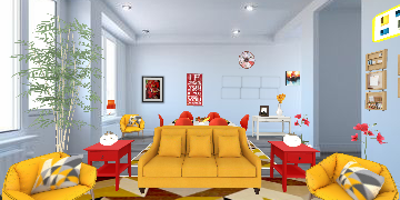 Red and yellow paradise.  Design Rendering