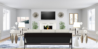 Beautiful White living room.  Design Rendering
