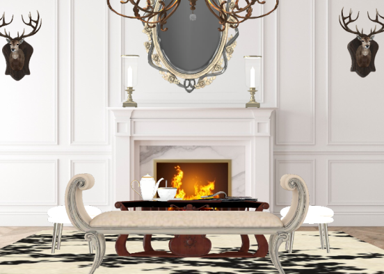 FrenchStyle Fireplace Design Rendering