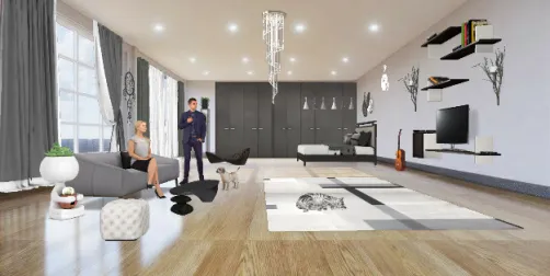Black grey white room...