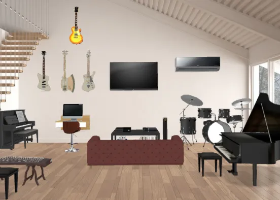 Music + gaming room Design Rendering