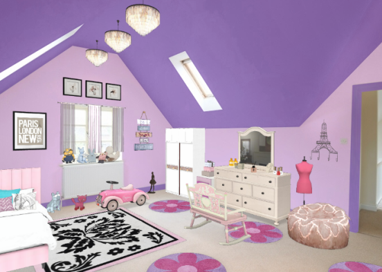 Dormitorio de niña Design Rendering
