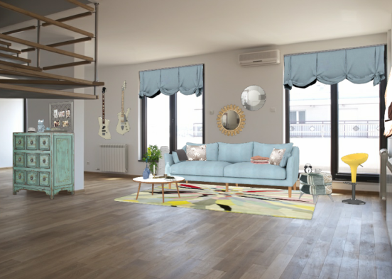 Livingroom(celeste/blanco) Design Rendering