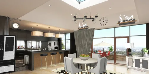 Eat in kitchen with DR and outdoor balcony sitting. Food with a view. 
