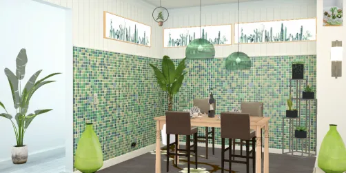 Green kitchen nook. 