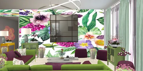 Tropical living room. 