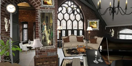 An Old Church converted into a Victorian home. Thank you Olya Meek for use of template. Nothing as close as to your beautiful room but, I tried. Ty doll. 